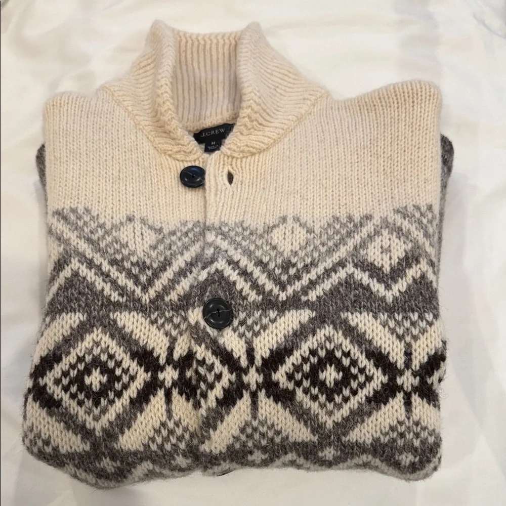 J. Crew Beige and Gray Cardigan Sweater